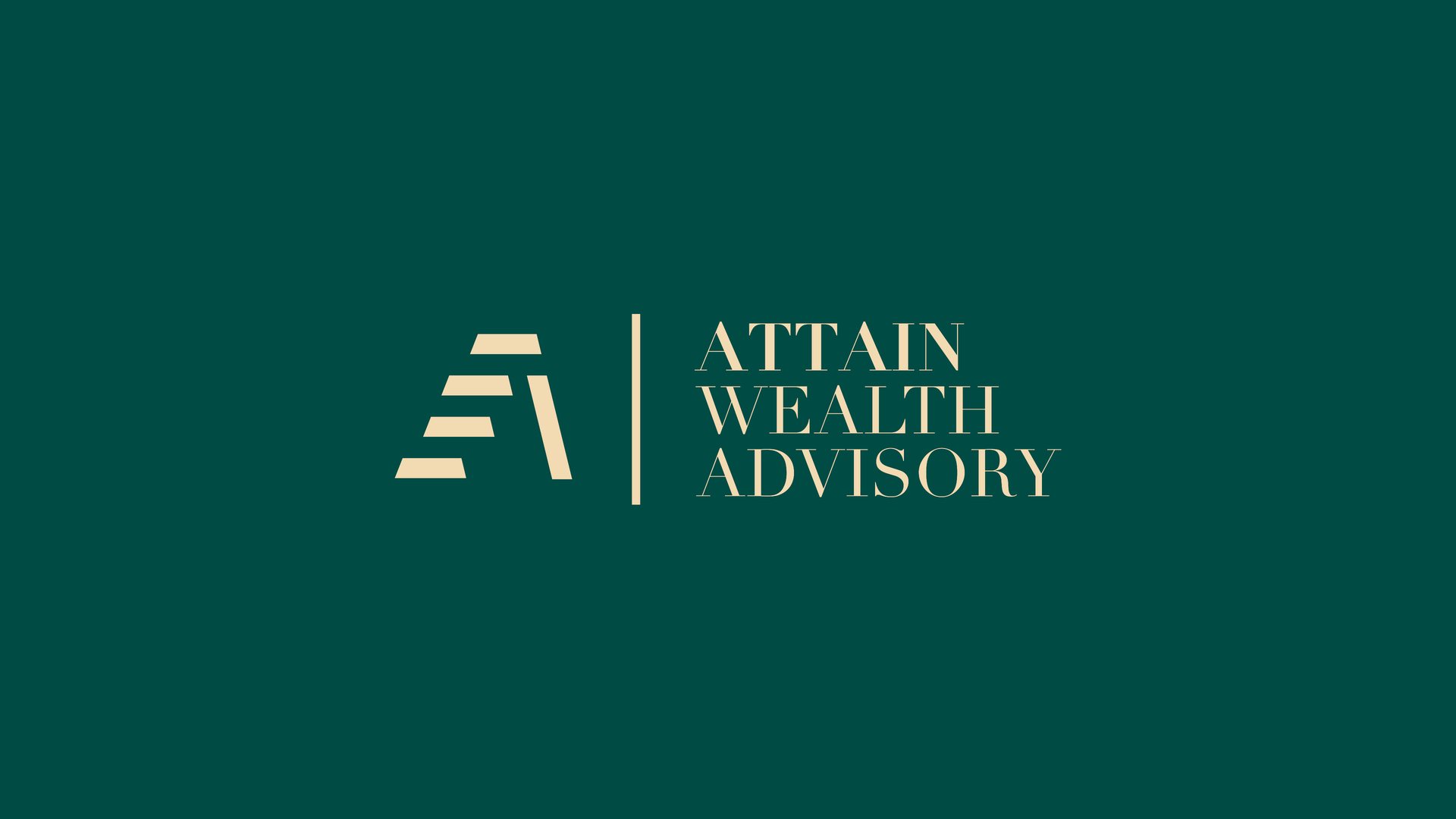 Attain Wealth Advisory logo, a stepped A mark beside the wordmark in sand on deep green