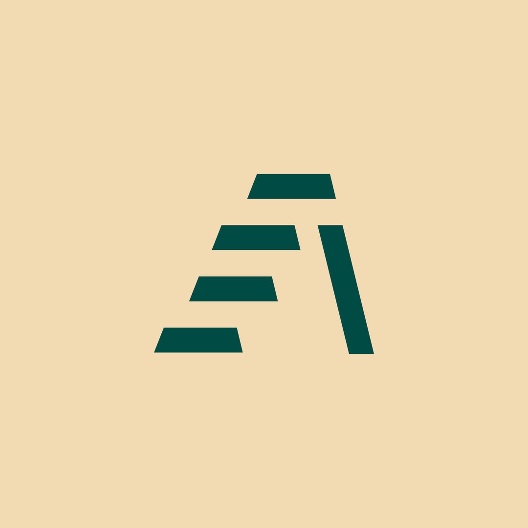 Attain Wealth Advisory A mark made of stacked steps, in green on sand