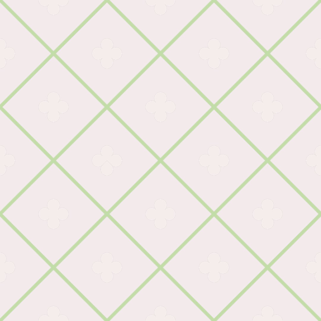 Light green diamond pattern with small clover marks on soft pink