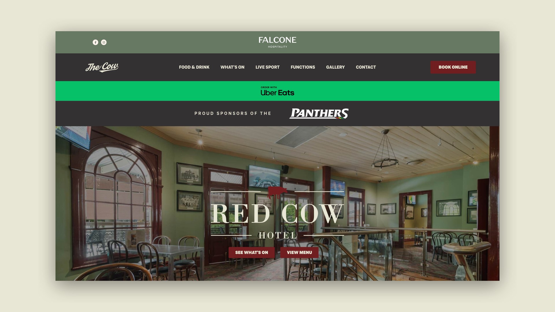 Red Cow Hotel website, a Falcone Hospitality venue