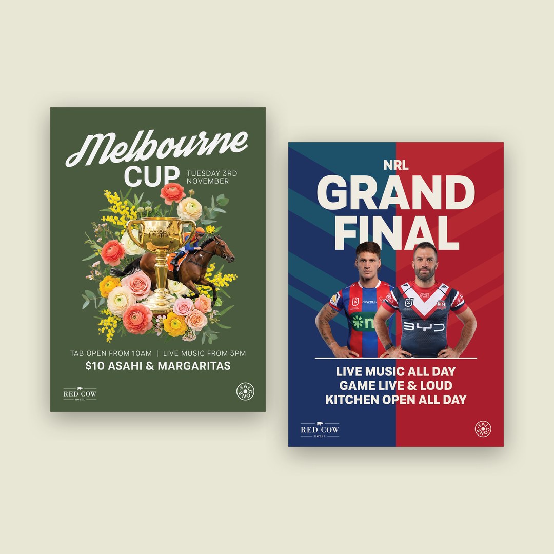 Melbourne Cup and NRL Grand Final campaign posters