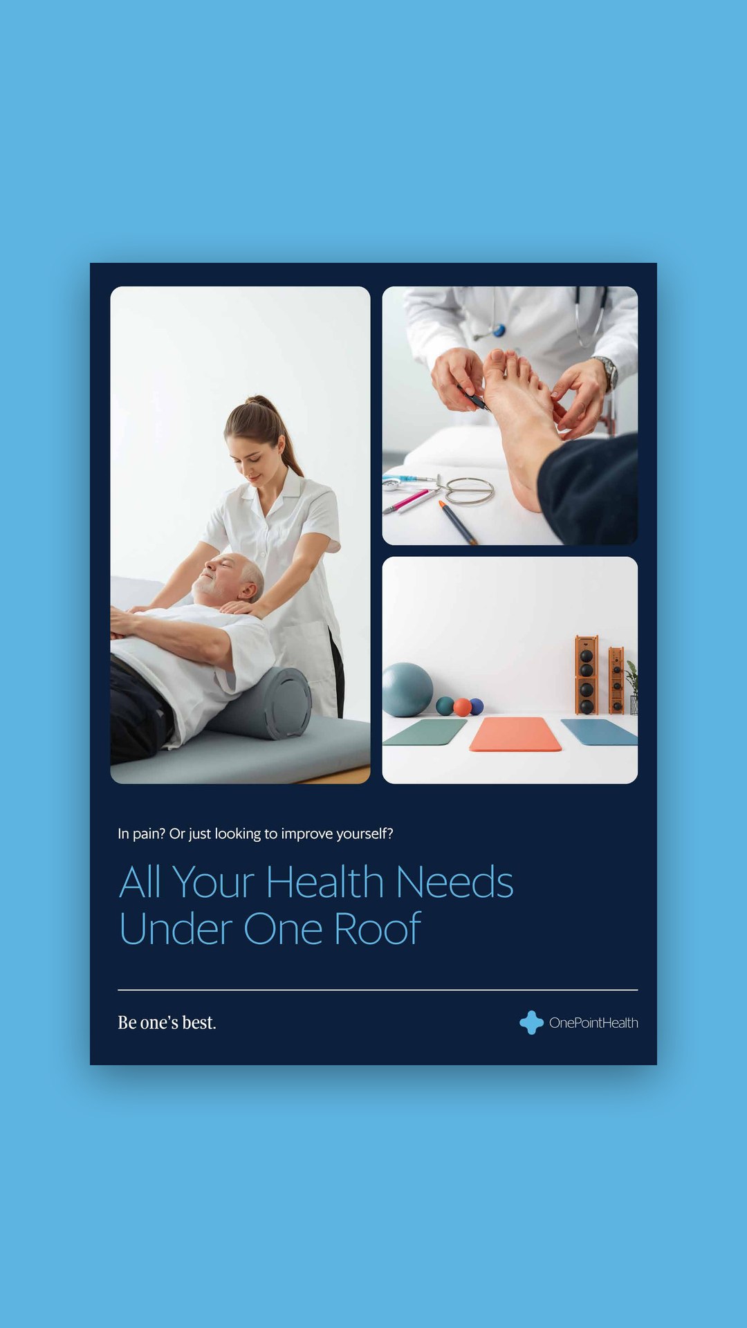 OnePointHealth brochure template cover reading All Your Health Needs Under One Roof
