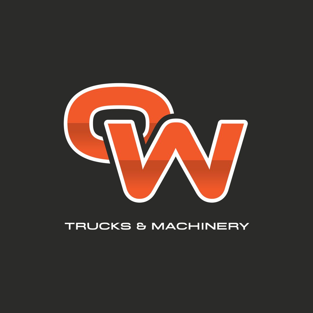 OutWest Trucks & Machinery OW monogram in orange on charcoal