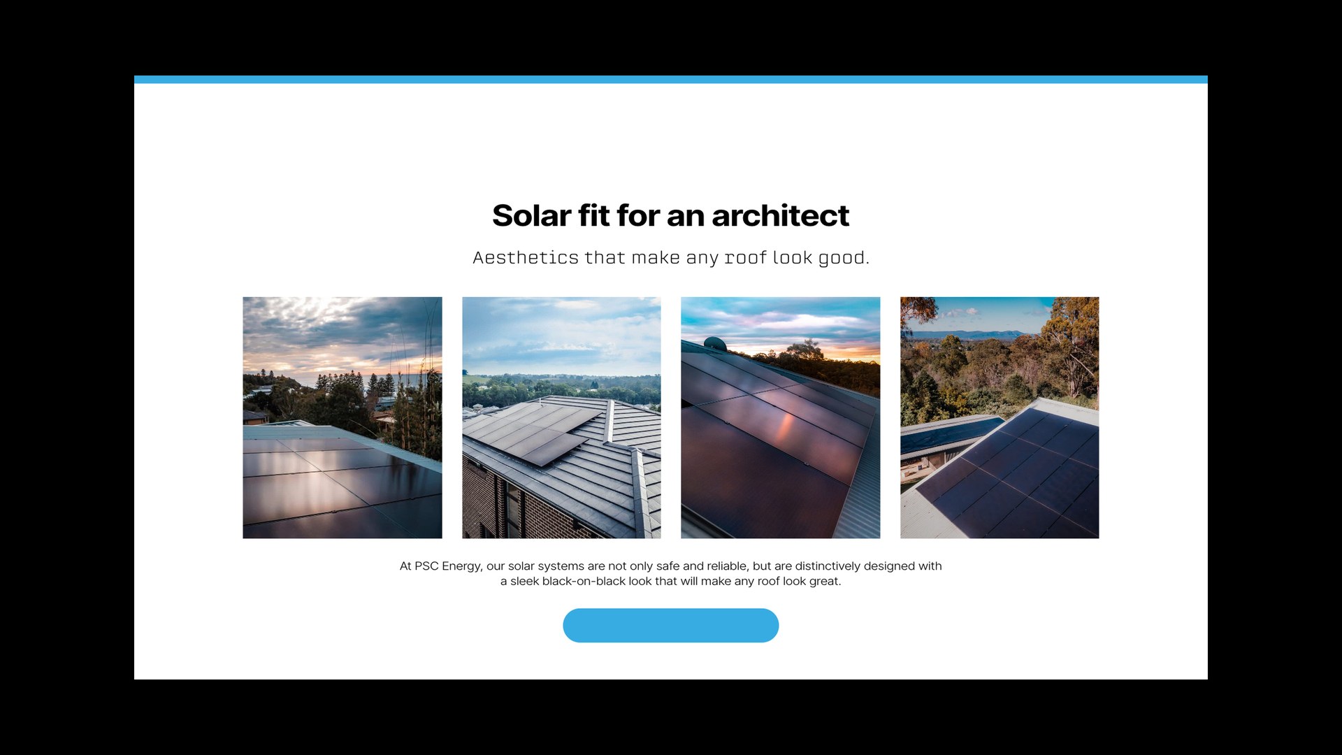 Website section Solar fit for an architect, with four photos of panels on roofs