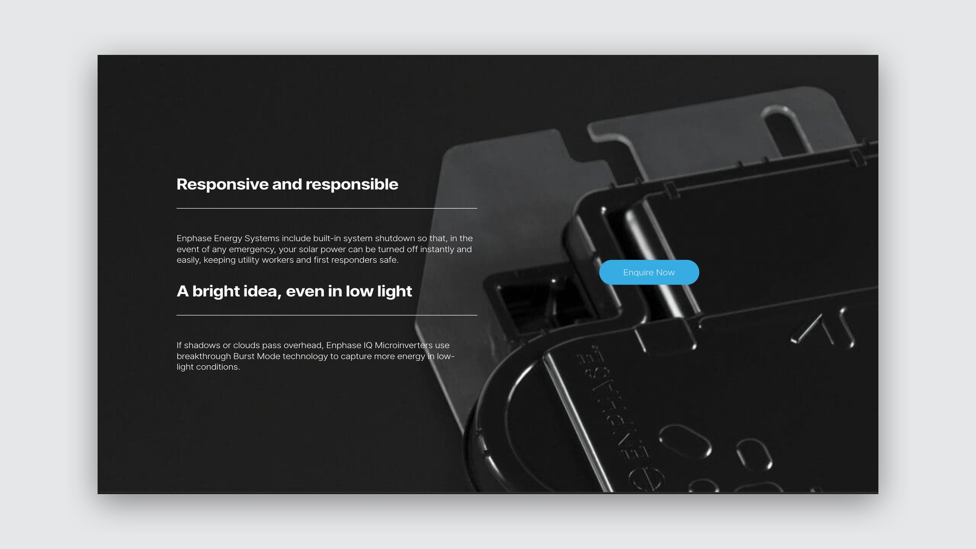 Website section on the Enphase microinverter