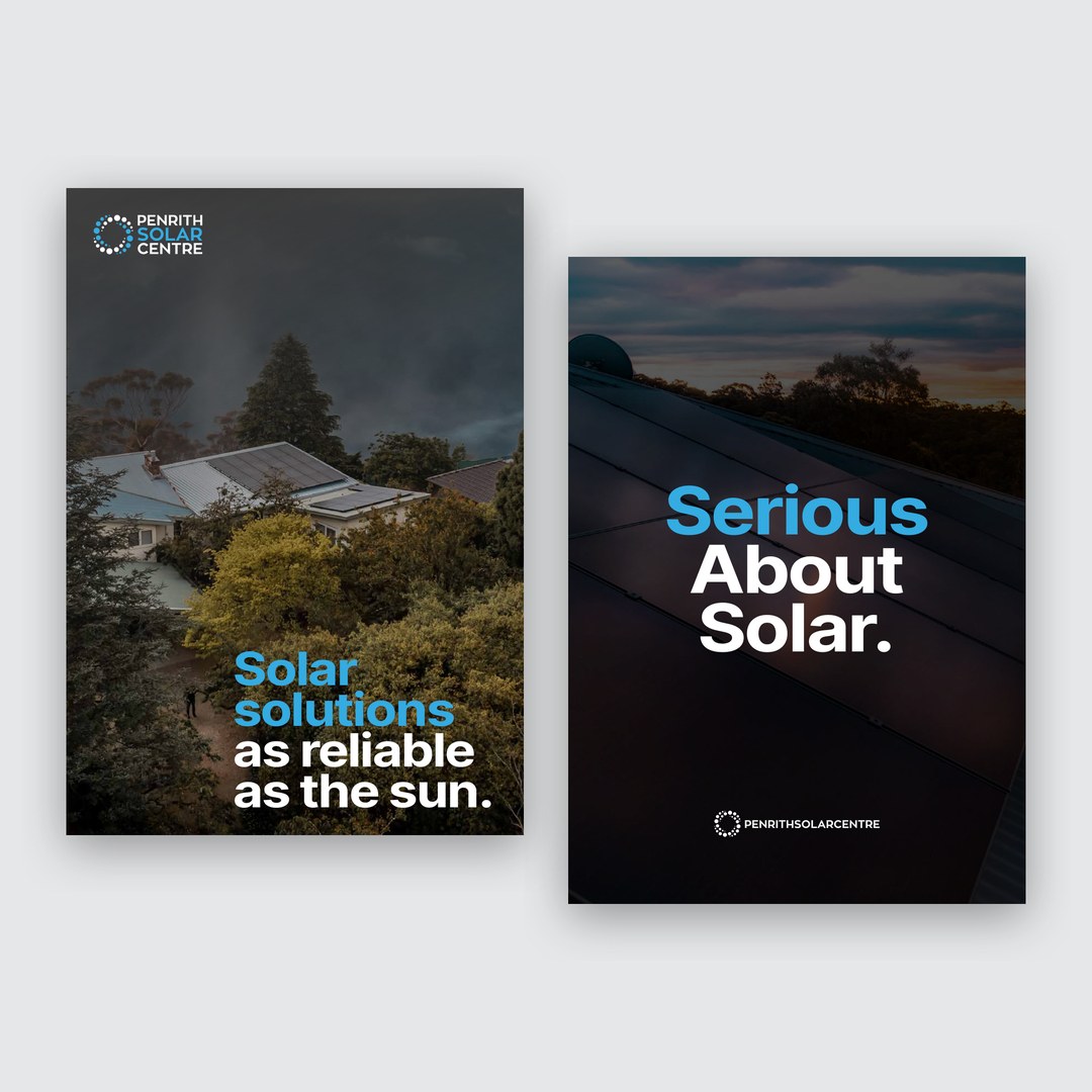 Two brochure covers, Solar solutions as reliable as the sun and Serious About Solar.