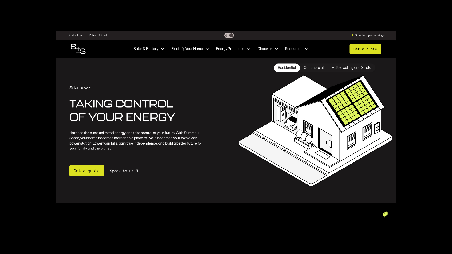 Summit + Shore website, service page