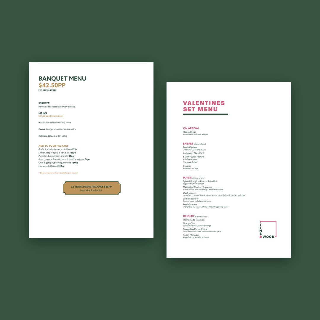 Banquet menu and Valentine's set menu