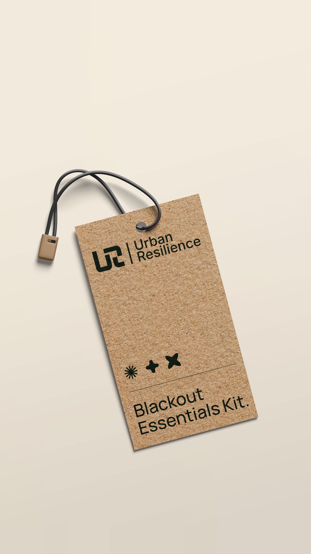 Cardboard swing tag for the Blackout Essentials Kit