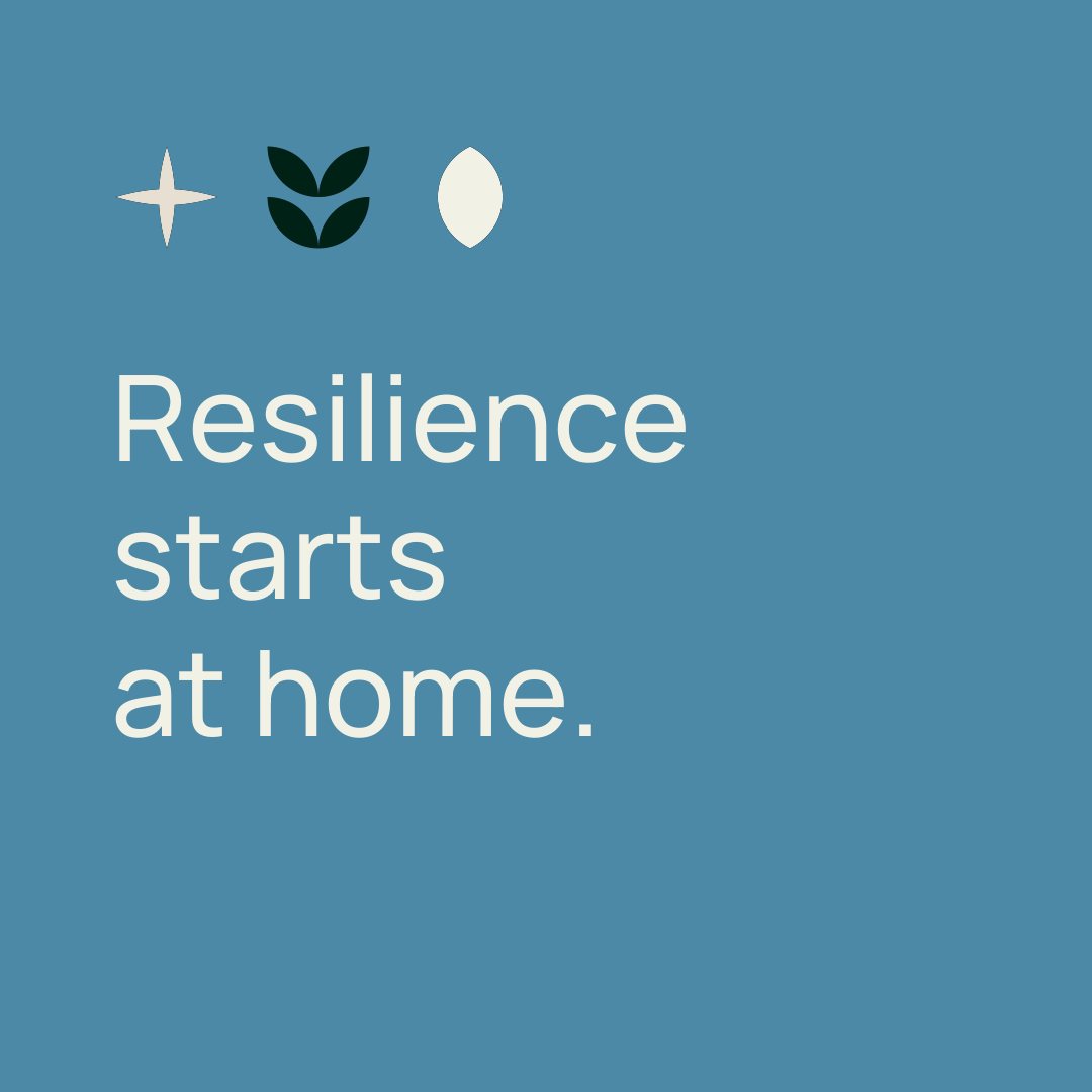 Blue tile reading Resilience starts at home