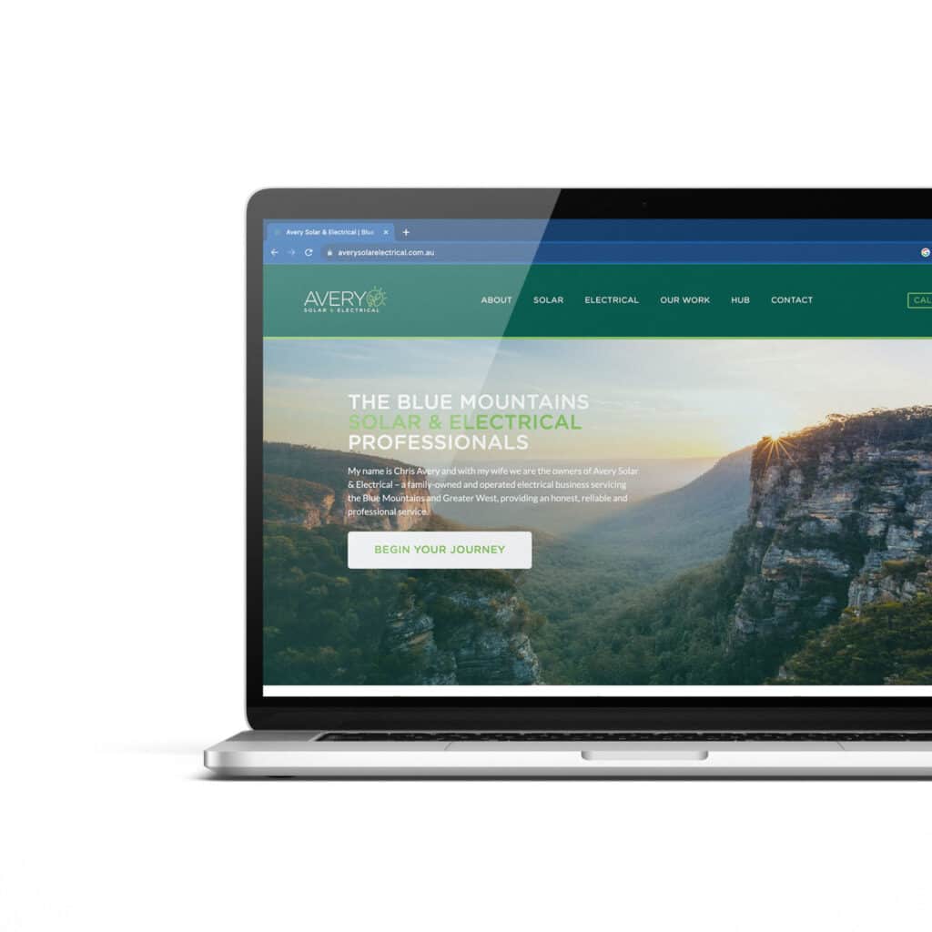 Avery Solar & Electrical website on a laptop screen