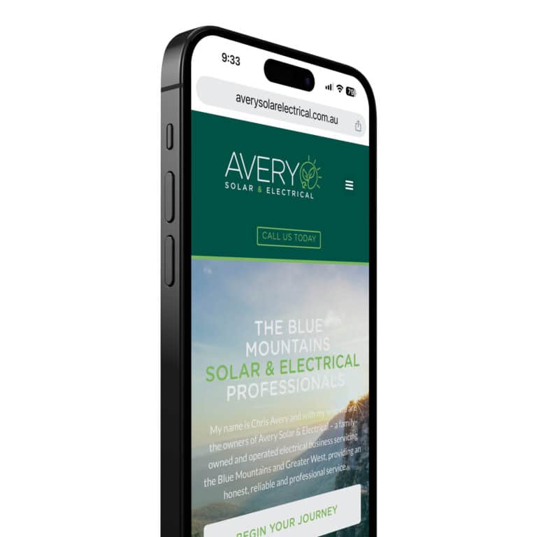Phone mock of Avery Solar & Electrical website